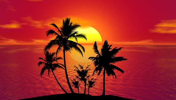 Tropical, Summer, Sunset, Beach