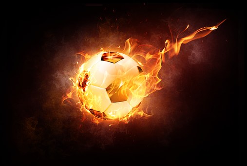 Football, Ball, Sport, Leather, Fire